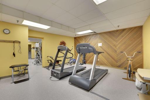 The exercise room has a variety of equipment to help you stay fit!