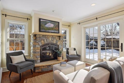 Gas fireplace provides a focus to this room