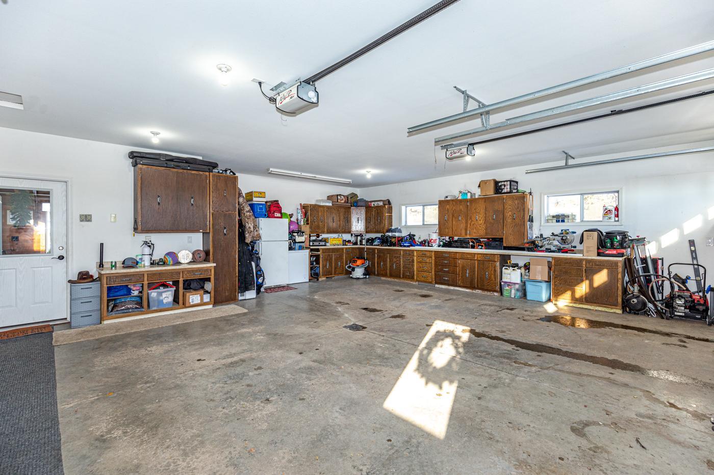 28 x 32 finished, heated garage with floor drain