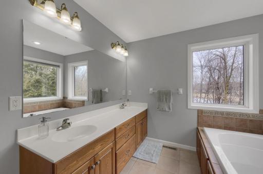 The roomy primary bath is very functional and has excellent space for a future remodel.