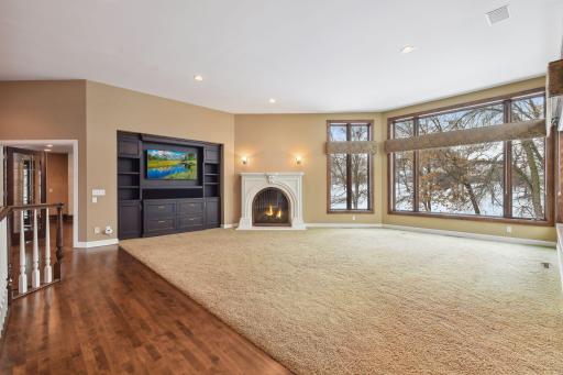 Pretty gas fireplace and newer builtin TV area