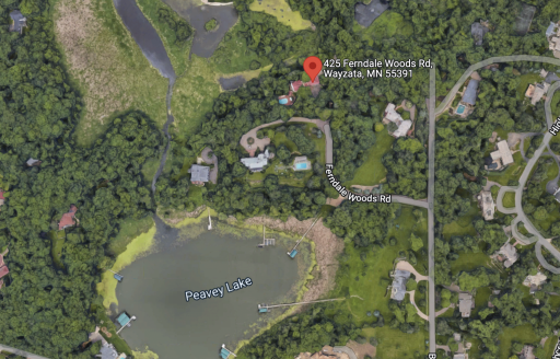 Home's location in Wayzata off Ferndale and Peavey and Lake Minnetonka