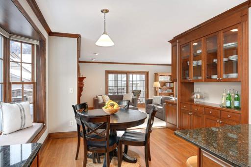 Informal dining with a lit built-in buffet