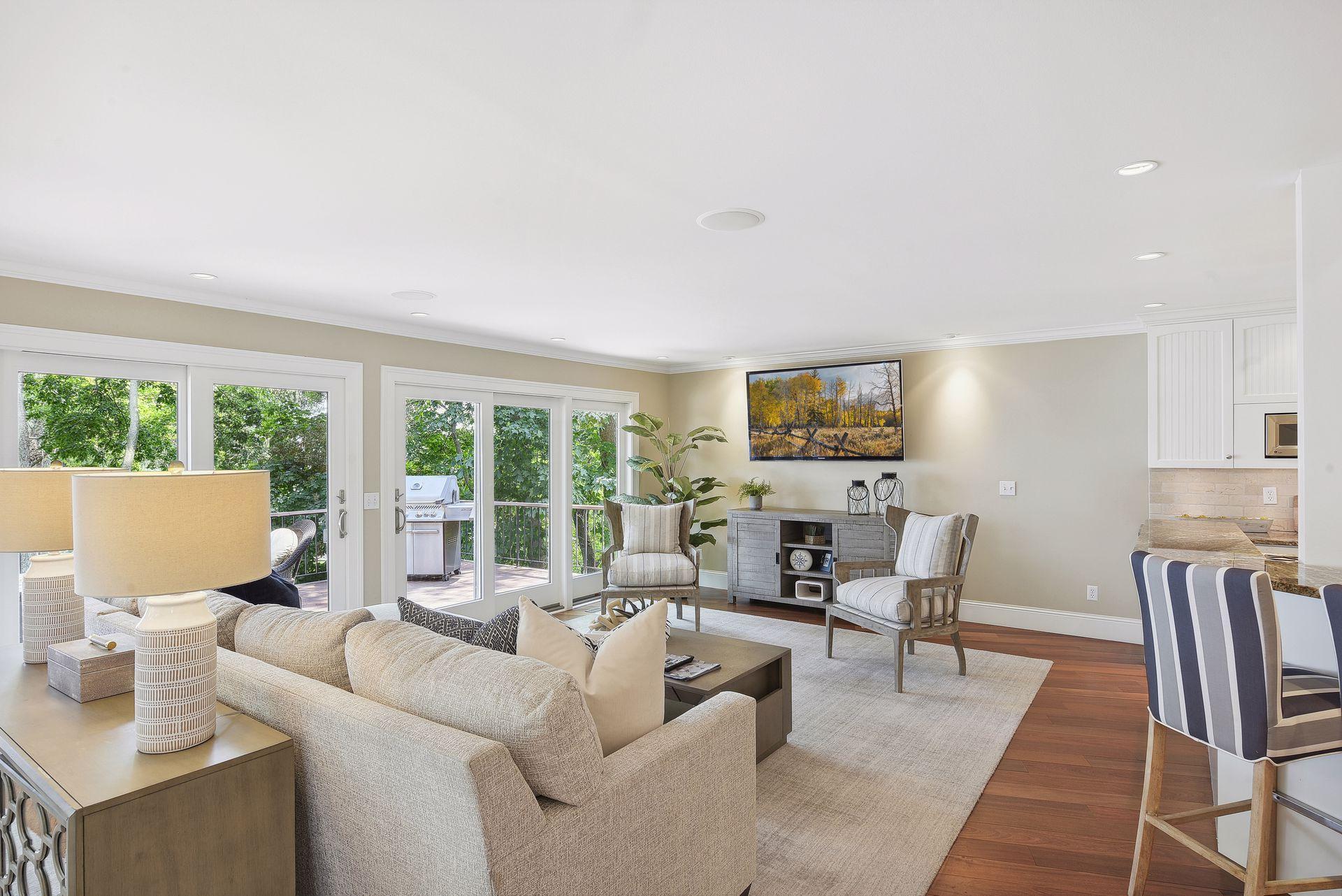 Family Room Opens To Lakeside Deck