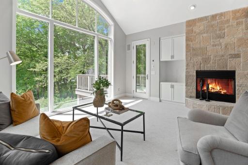 Stone Fireplace in Family Rm & Access to Deck