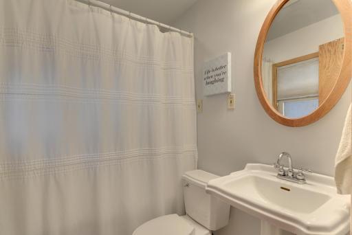 Main floor bathroom. Conveniently located by the back door.