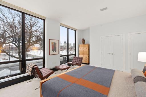 Spacious Primary Suite with views of the Basilica and Downtown