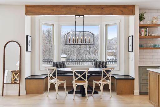 Custom built-in seating leading to expansive Deck