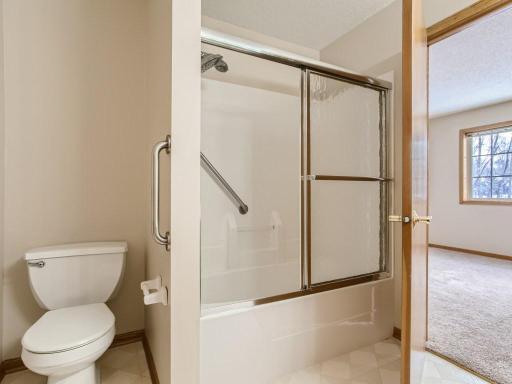 Photo for 10791 Woodland Drive, Chisago City, MN 55013 - Listing #6327572 The bathroom is fitted with grab bars for safety.