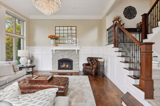 Living room with very high ceilings