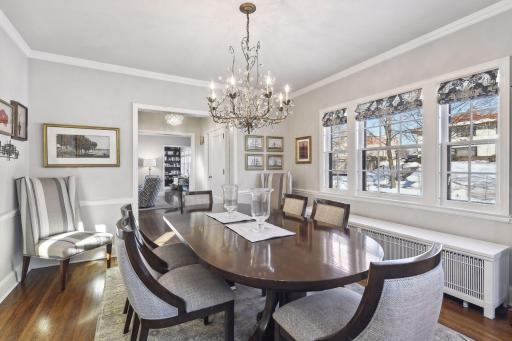 Views of the expansive front yard can be enjoyed while dining in this lovely room.