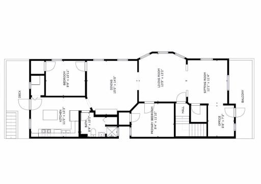 1500 #B Floorplan: 2nd Floor South-Facing Apartment