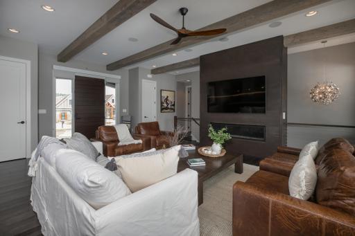 Gas Fireplace with Floor to Ceiling Metal Surround