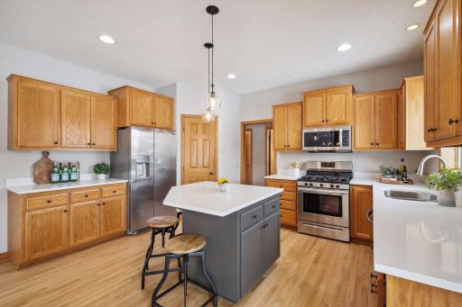 Beautiful open kitchen with great workspace and stainless appliances
