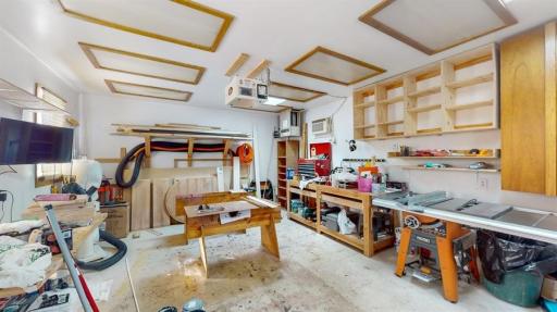 22 x 16 backyard workshop! Has heat, air, cable, and phone lines. What a wonderful space!