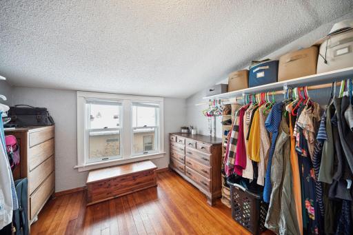 Large walk-in closet for upper level bedroom