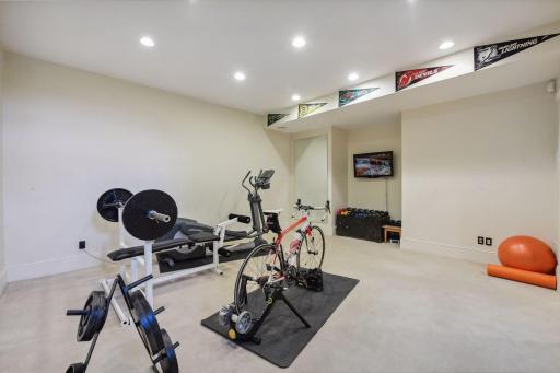 Lower level offers plenty of room for exercise, future home theater or future golf simulator Complete with heated floors
