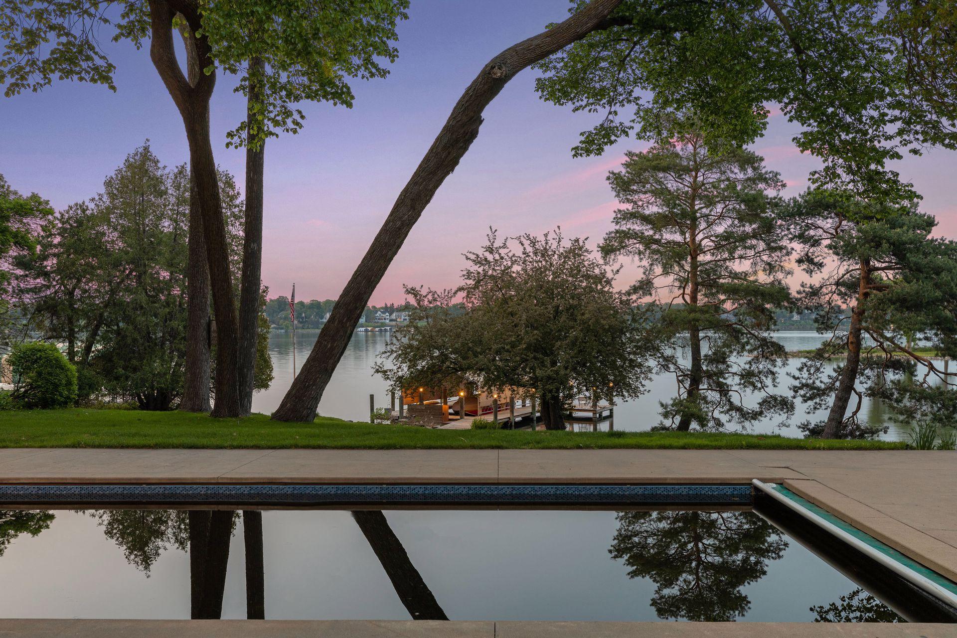 Enjoy the glow of twilight over the lake