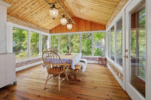 Vintage lighting in this enjoyable dining room area with awesome views!