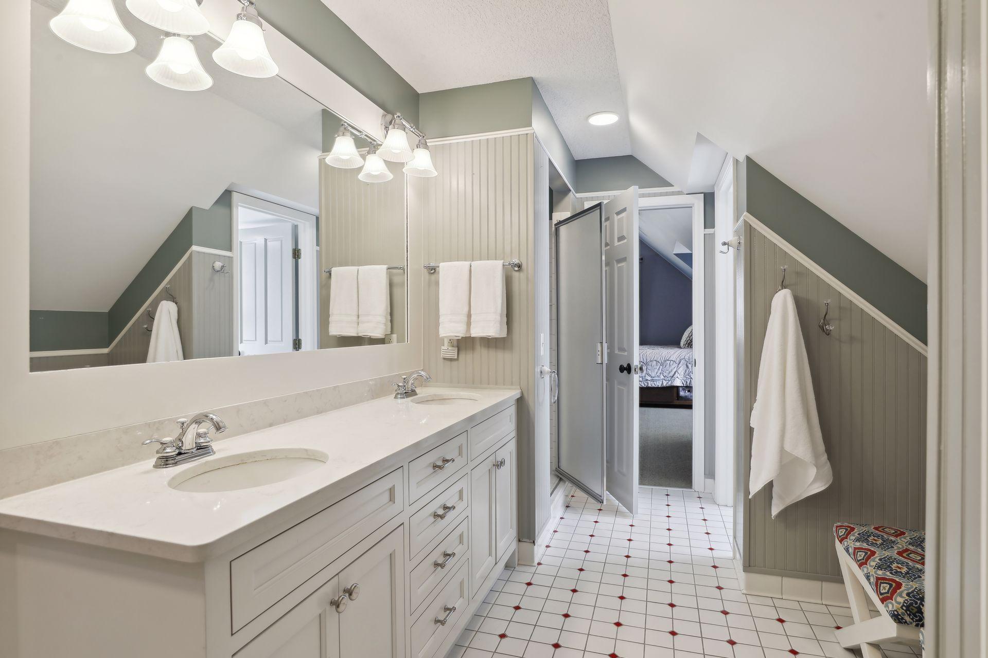 Upper level 3/4 Bath with double sinks