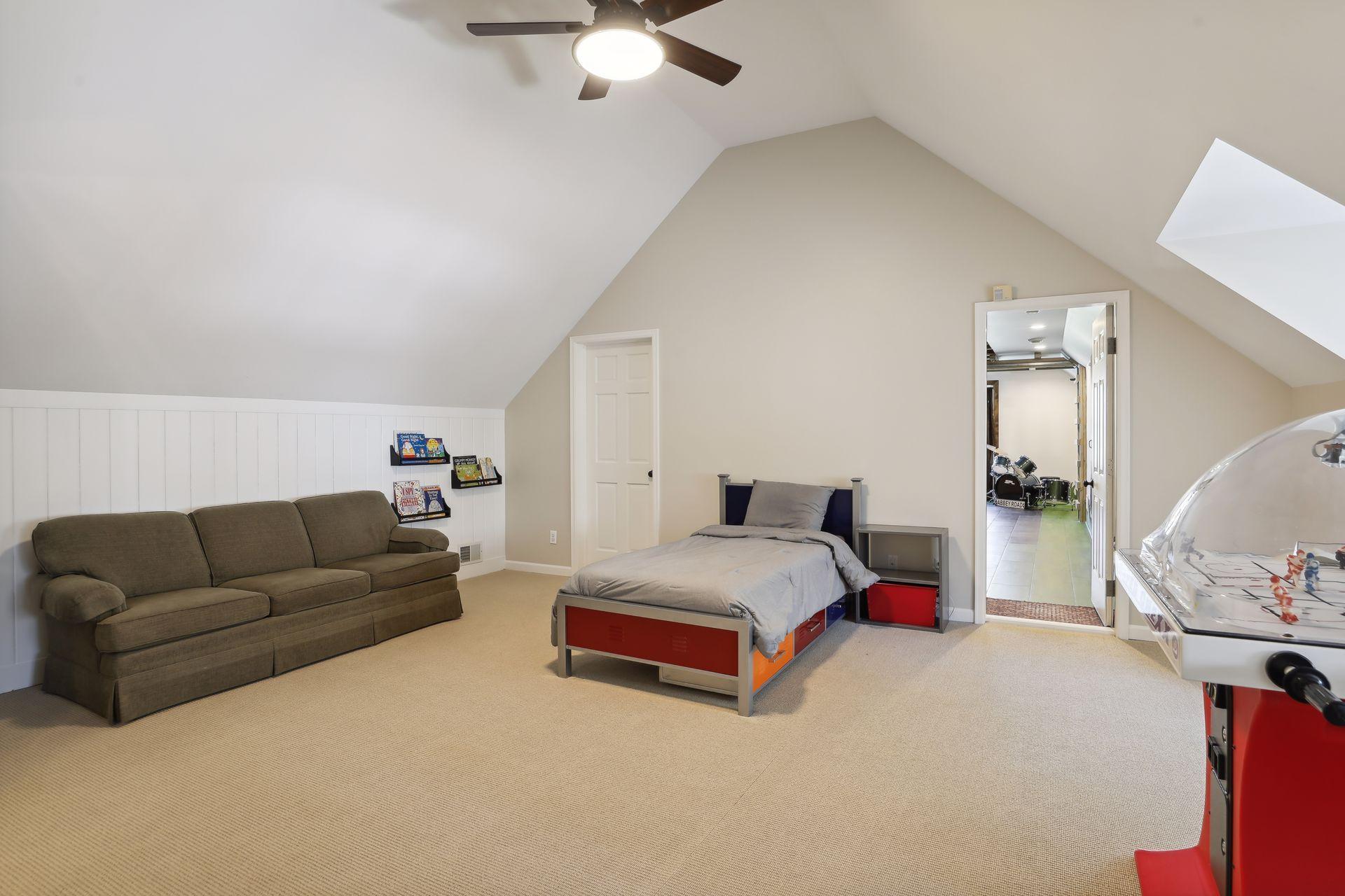 Bedroom #2 located on upper level is a Jr Suite with private, en-suite Bath and connects to Bonus Room.