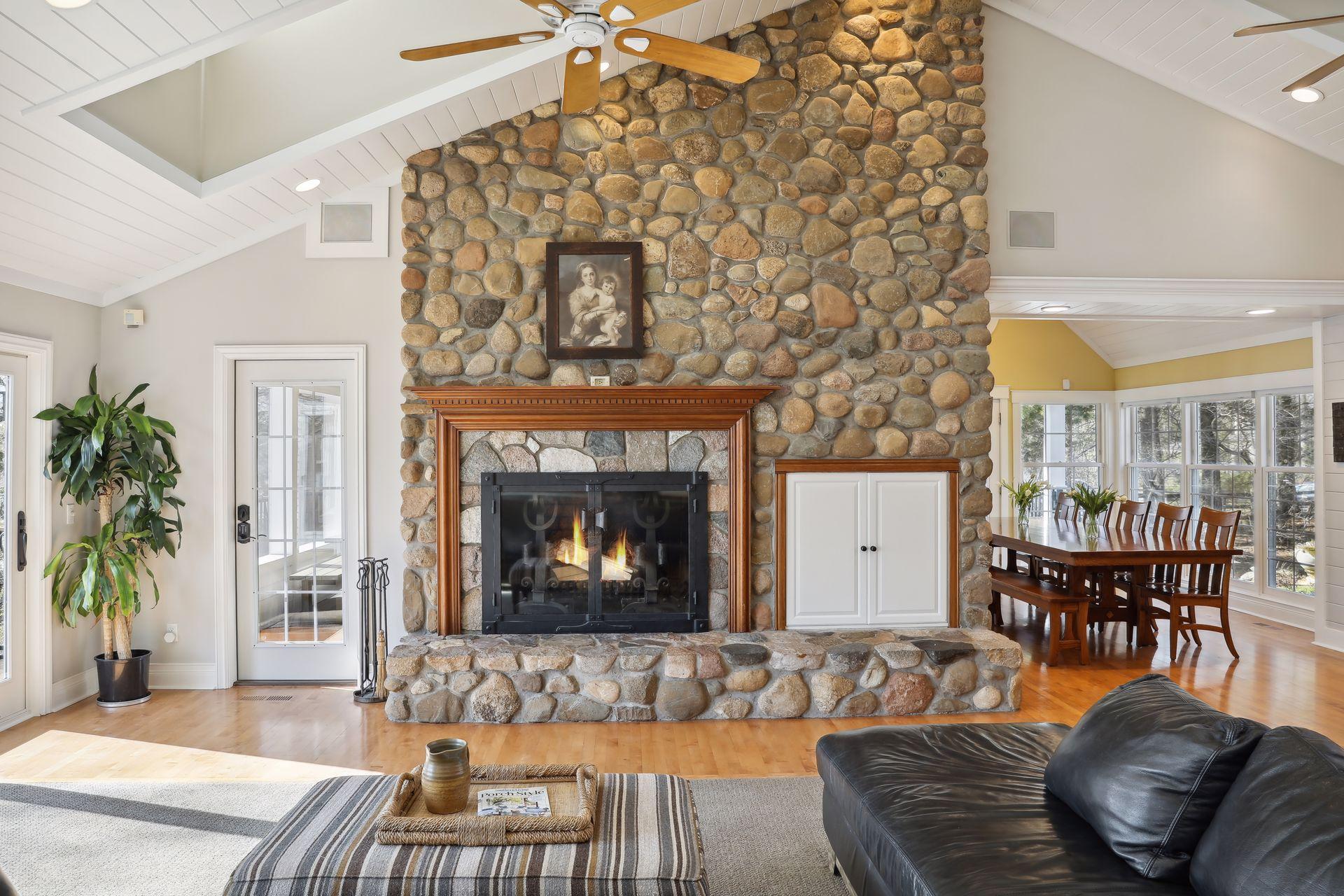 Family Room also boasts gas fireplace with floor-to-ceiling chimney