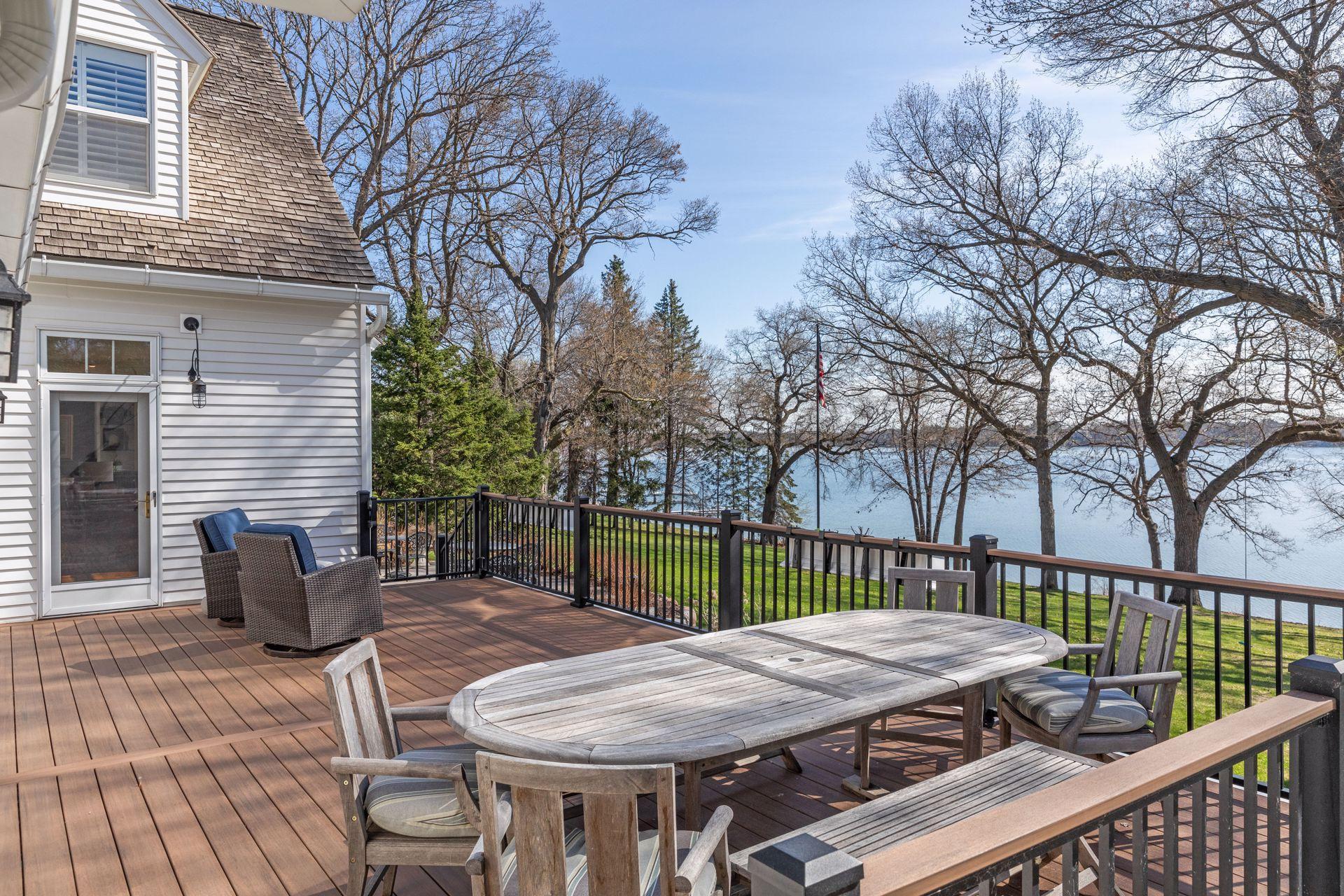Spacious main Deck boasts beautiful lake views all year long