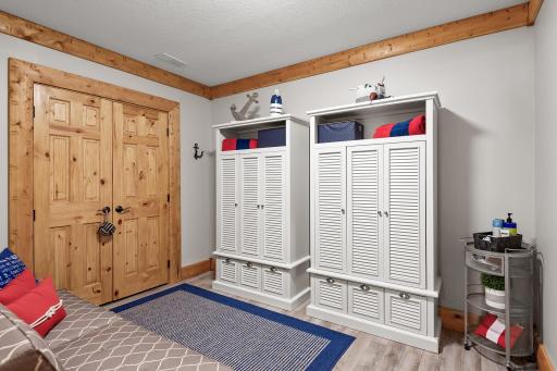 Convenient lower level changing room is a must for lakeside living!