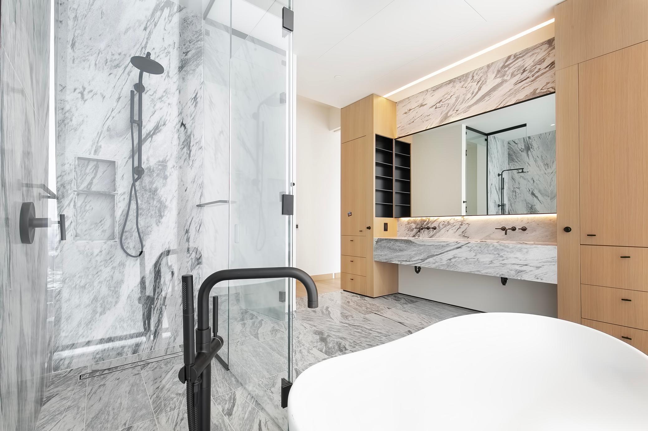 Heated marble flooring in your primary, private bathroom