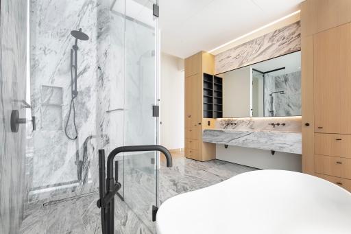 Heated marble flooring in your primary, private bathroom