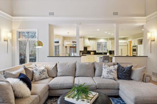 Living room open to the kitchen and informal eating area