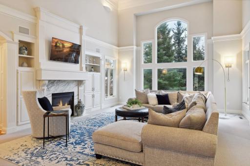 Gas fireplace complete with a marble surround