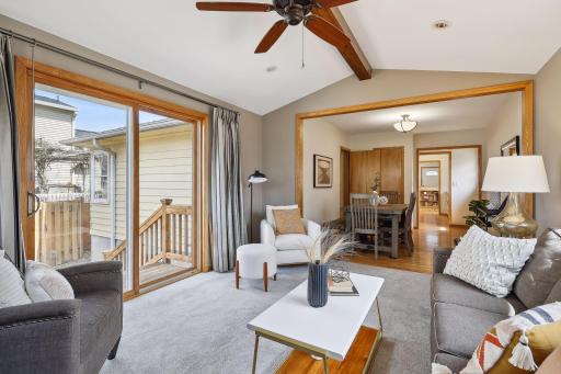 Sliding glass doors to deck and patio.