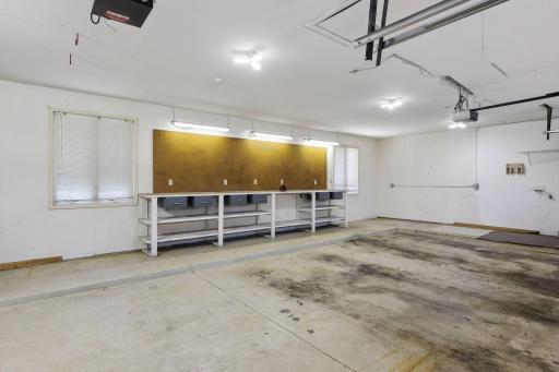 Huge garage with workshop area
