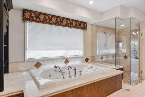 Jetted tub and walk-in shower