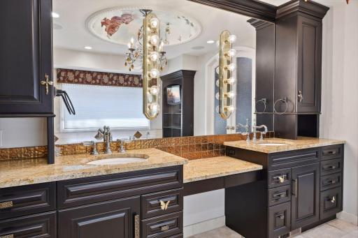 Dual vanity with makeup counter