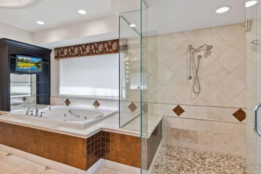 Jetted tub and walk-in shower