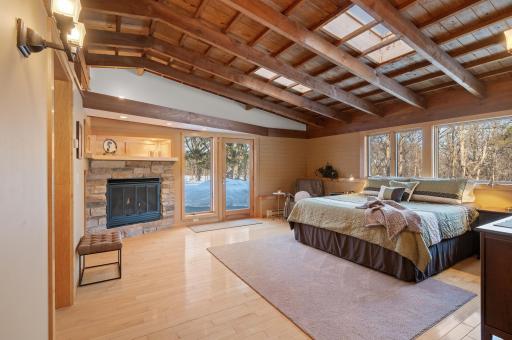 Main Suite with Fireplace, Skylights and French Doors