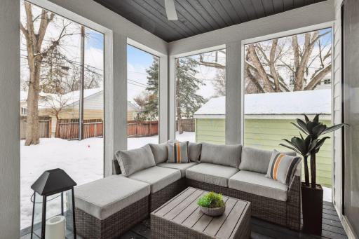 Screened porch in the back. Photos are from a previously built home.