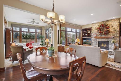 The eat-in Dining Area has wonderful views and flows into the Living Room and Sun Room.