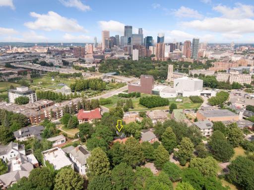 Yellow arrow is location of the home. Walk to Lake of the Isles, Sebastian Joe's, Sculpture Gardens, Loring Park, P.S. Steak, Lurcat, Twins stadium, and more. Easy access to downtown, 394, 94 an I-35.