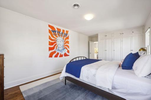 2nd floor kids wing bedroom with Basilica and Minneapolis skyline views