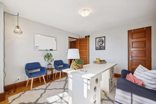 3rd floor bedroom or office space with Basilica and Minneapolis skyline views