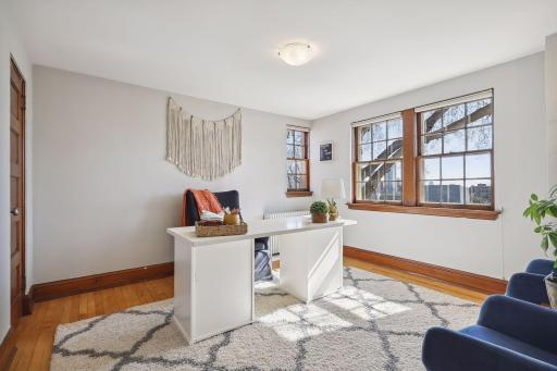 3rd floor bedroom or office space with Basilica and Minneapolis skyline views