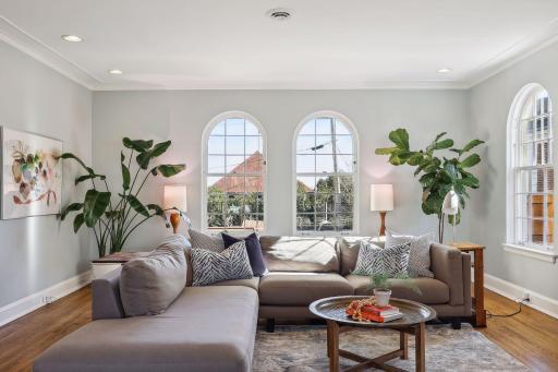 Living/family room with rear yard view