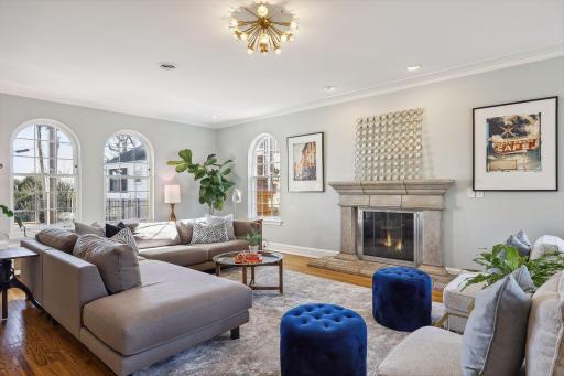 Living/family room with rear yard view