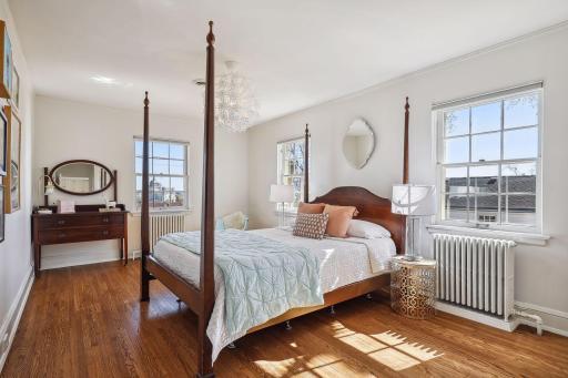 2nd floor kids wing bedroom with Basilica and Minneapolis skyline views