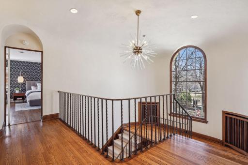 Main staircase at 2nd floor with views of Thomas Lowry Park