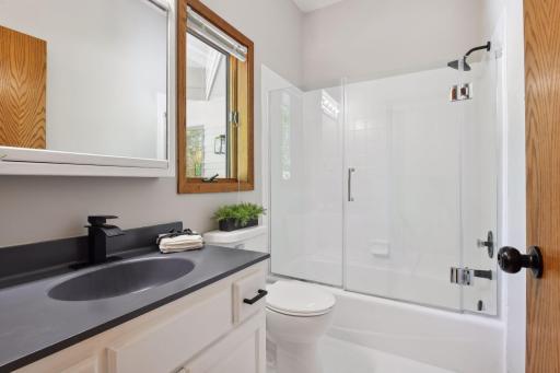 New Hardware, New faucets, New toilet, tile floors, tile shower and bath tub