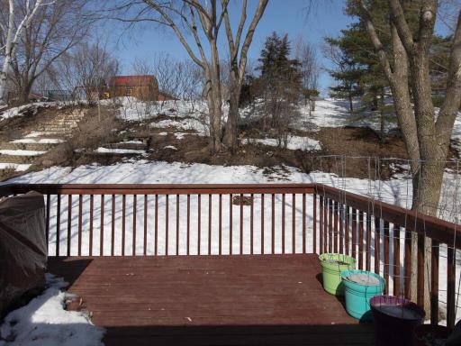 Newly stained deck overlooks the great yard